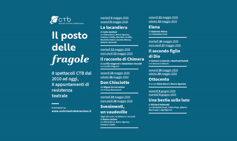 &quot;Il trucco e l’anima&quot; per non perdere la voglia di teatro. La DOPPIA RASSEGNA VIRTUALE di storie e nostalgie del CTB di BRESCIA.  -di Nicola Arrigoni