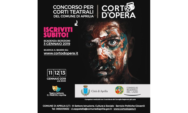 CONCORSO PER CORTI TEATRALI - CITTA&#039; DI APRILIA (LT) - BANDO DI PARTECIPAZIONE